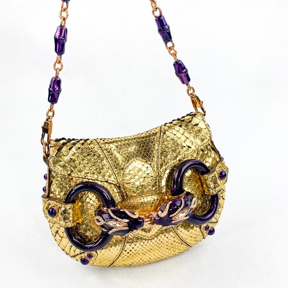 Gucci Handbags - Gucci by Tom Ford | Gold Snakeskin Evening Clutch